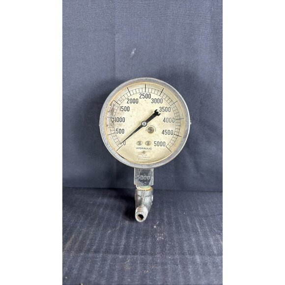 Vintage Marsh Instrument Co. 5000 PSI Hydraulic Pressure Gauge Steampunk Metal - Picture 1 of 1
